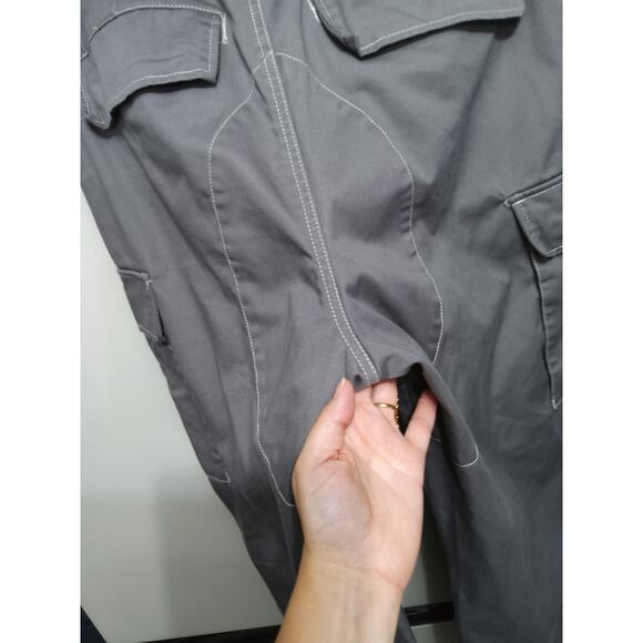 EMPYRE ultra wide leg cargo pants sz 33 skater Grey reinforced knee/bum grunge - Picture 12 of 12